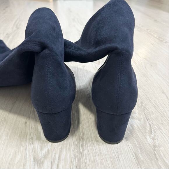 Stuart Weitzman Genna 60 City Stretch Blue Suede Over the Knee Boots Size 37.5 - Picture 6 of 8